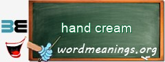 WordMeaning blackboard for hand cream